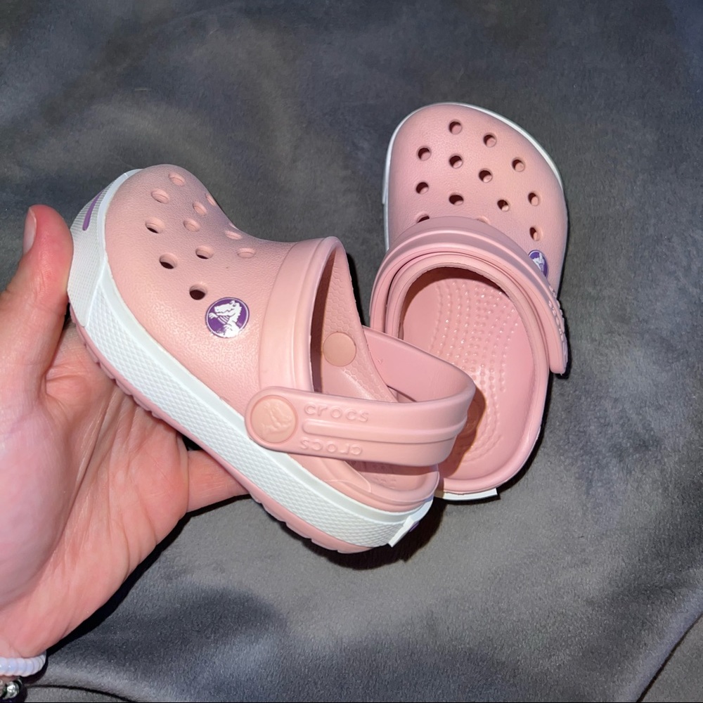 Little girls pink crocs